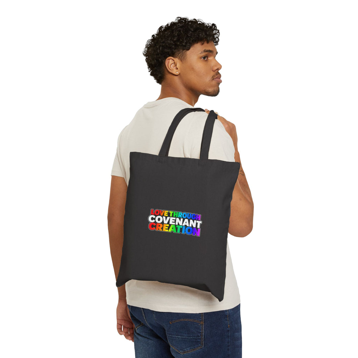 Tote Bag — "Love Through Covenant Creation" Rainbow Canvas Tote
