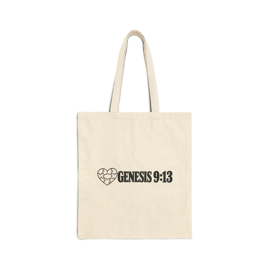 Tote Bag — "Genesis 9:13" Heart Scripture Canvas Tote | Faith-Based Grocery & Everyday Shopper