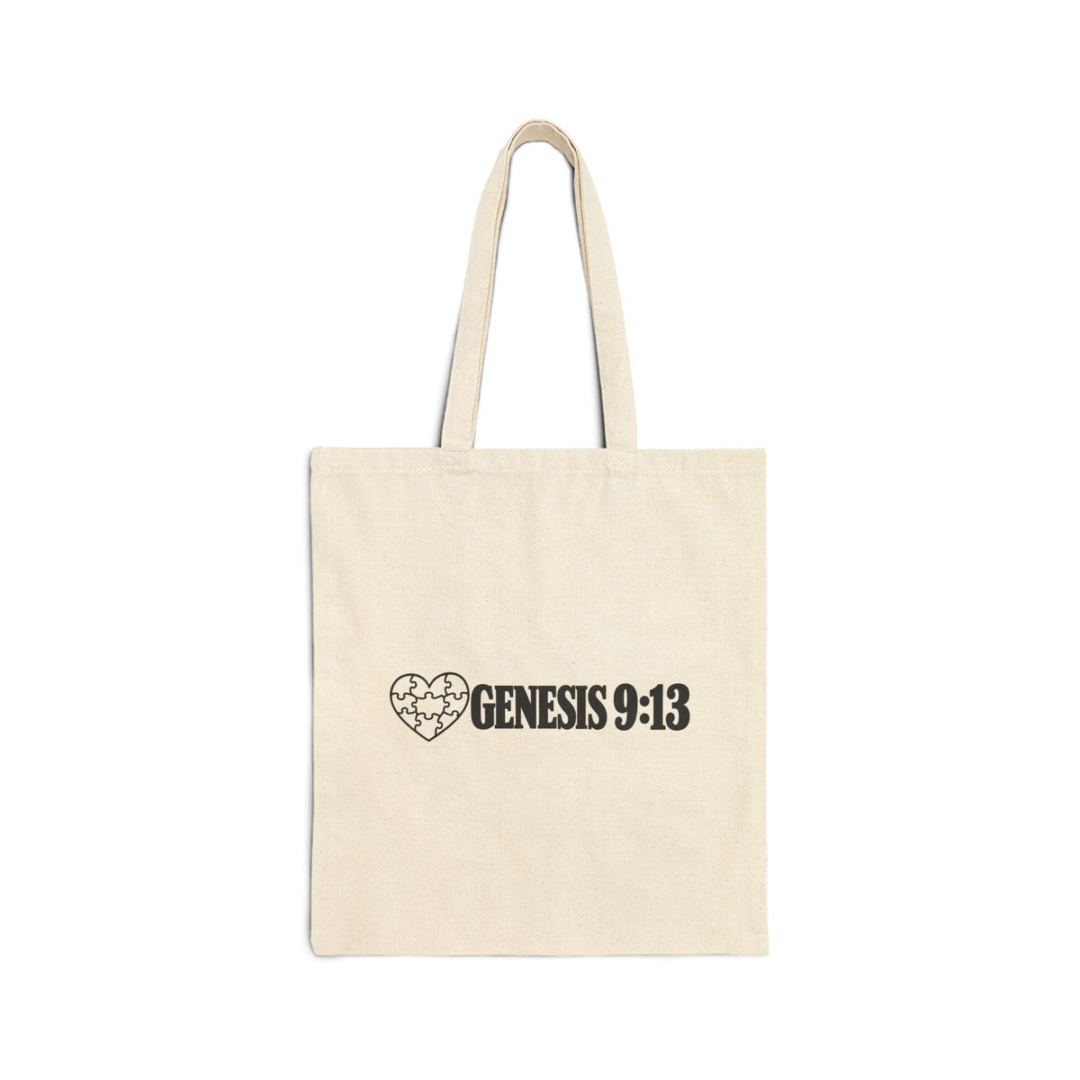 Tote Bag — "Genesis 9:13" Heart Scripture Canvas Tote | Faith-Based Grocery & Everyday Shopper