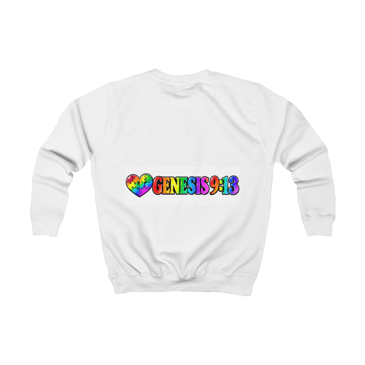 Kids Sweatshirt - Rainbow Heart Genesis 9:13 Scripture Crewneck