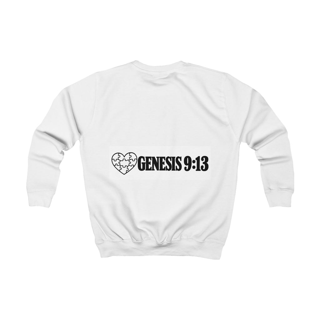 Kids Sweatshirt - 'Genesis 9:13' Heart Puzzle Faith Crewneck