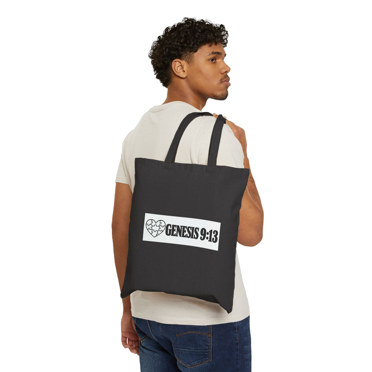 Tote Bag — "Genesis 9:13" Heart Scripture Canvas Tote | Faith-Based Grocery & Everyday Shopper