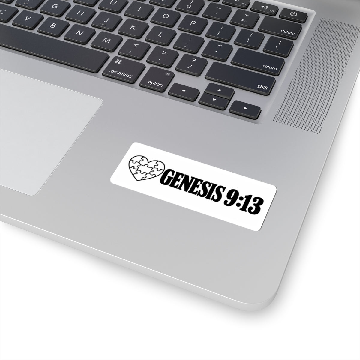 Genesis 9:13 Puzzle Heart Sticker - Christian Faith Laptop Decal