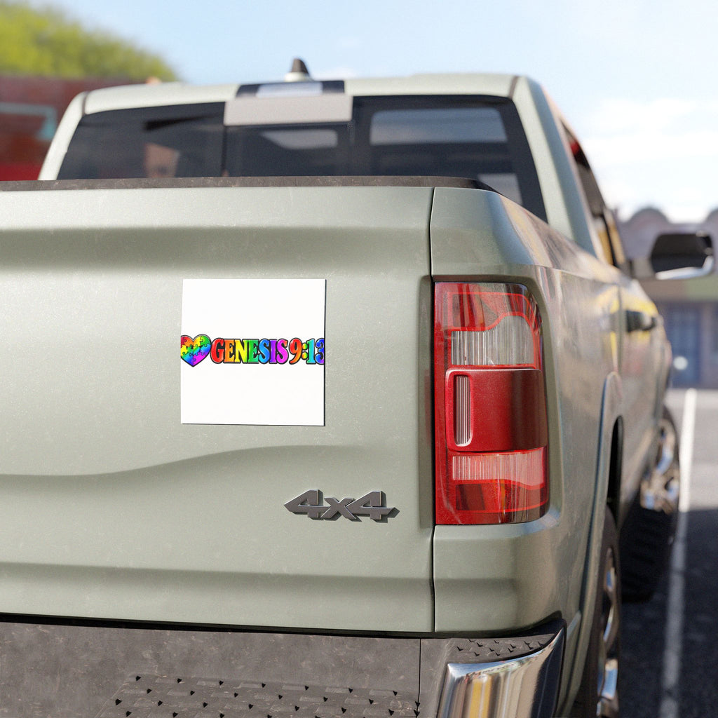 Genesis 9:13 Rainbow Puzzle Heart Car Magnet — Christian Faith & Autism Awareness