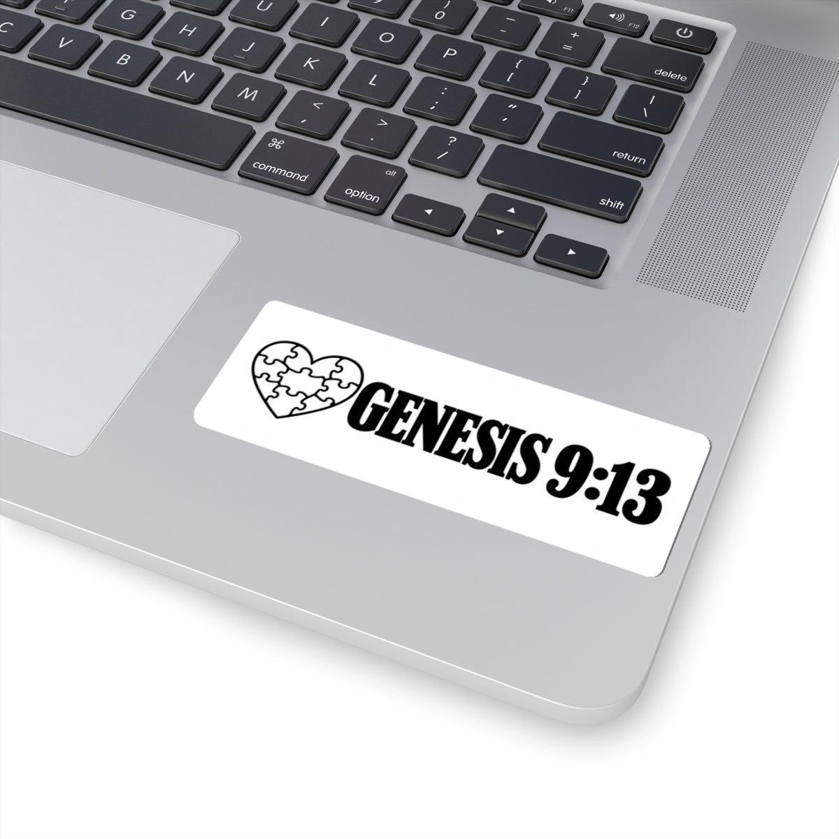 Genesis 9:13 Puzzle Heart Sticker - Christian Faith Laptop Decal