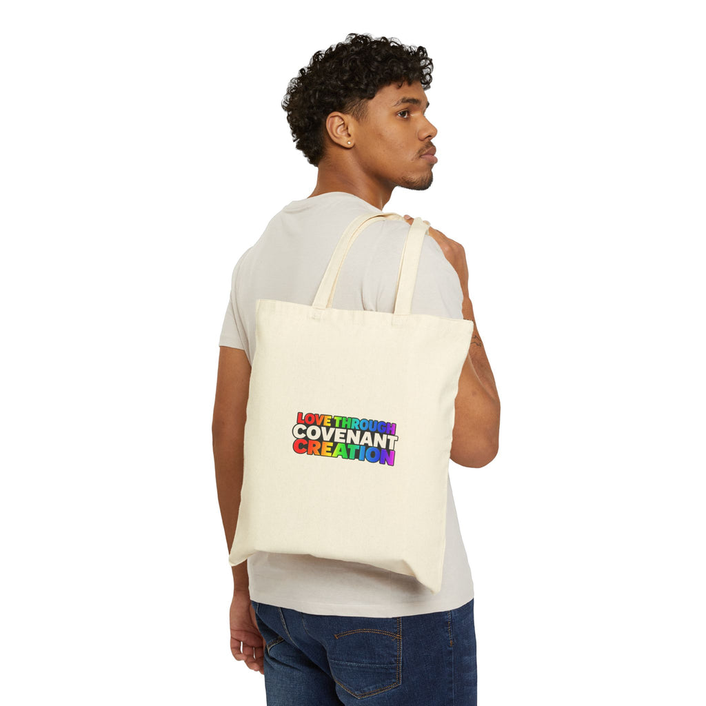 Tote Bag — "Love Through Covenant Creation" Rainbow Canvas Tote