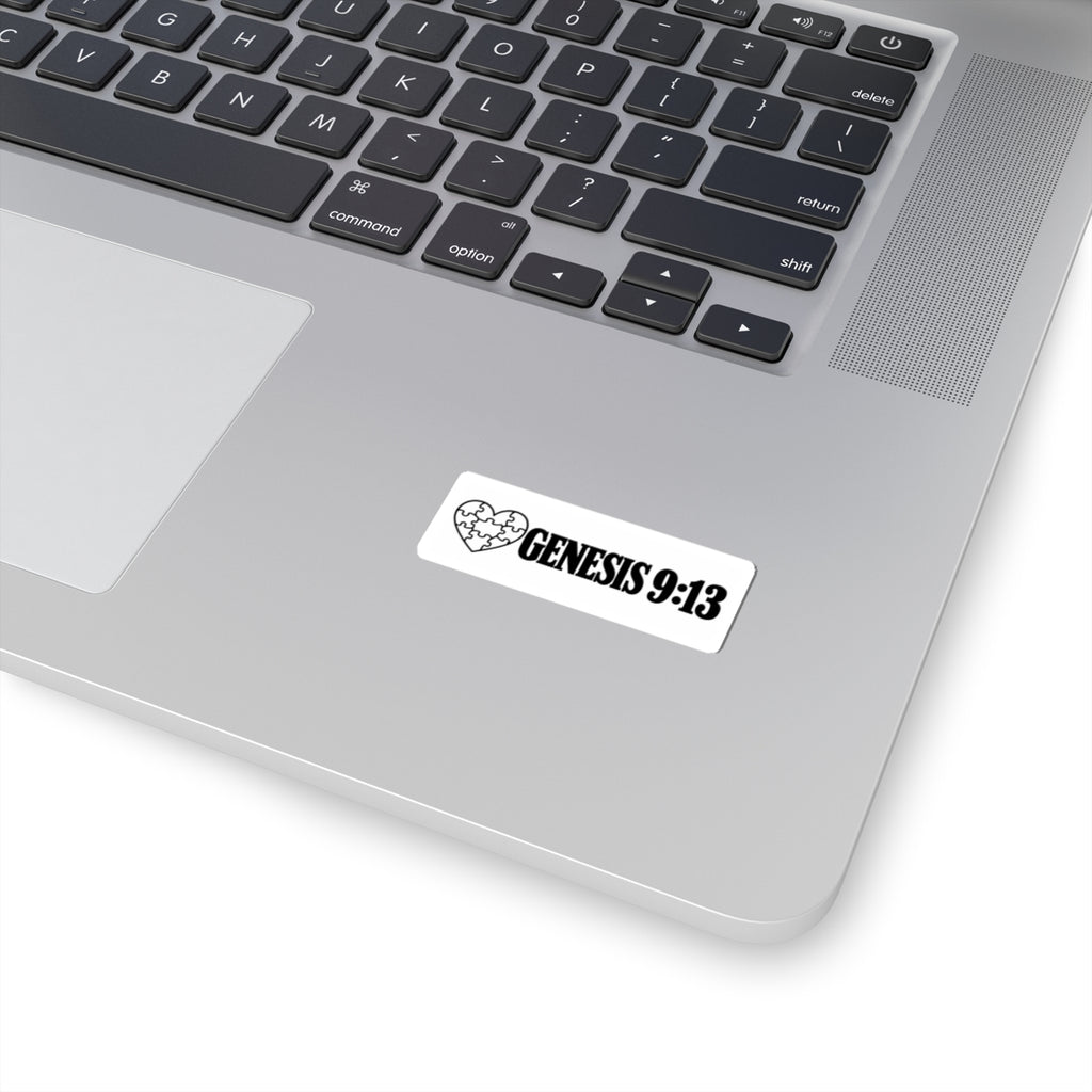 Genesis 9:13 Puzzle Heart Sticker - Christian Faith Laptop Decal