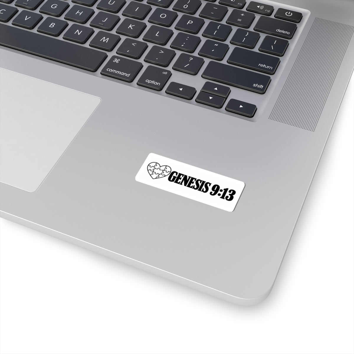 Genesis 9:13 Puzzle Heart Sticker - Christian Faith Laptop Decal