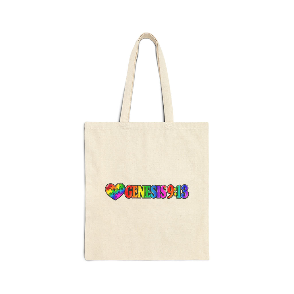 Tote Bag — Rainbow Heart "Genesis 9:13 Canvas Tote (Pride Faith Gift)