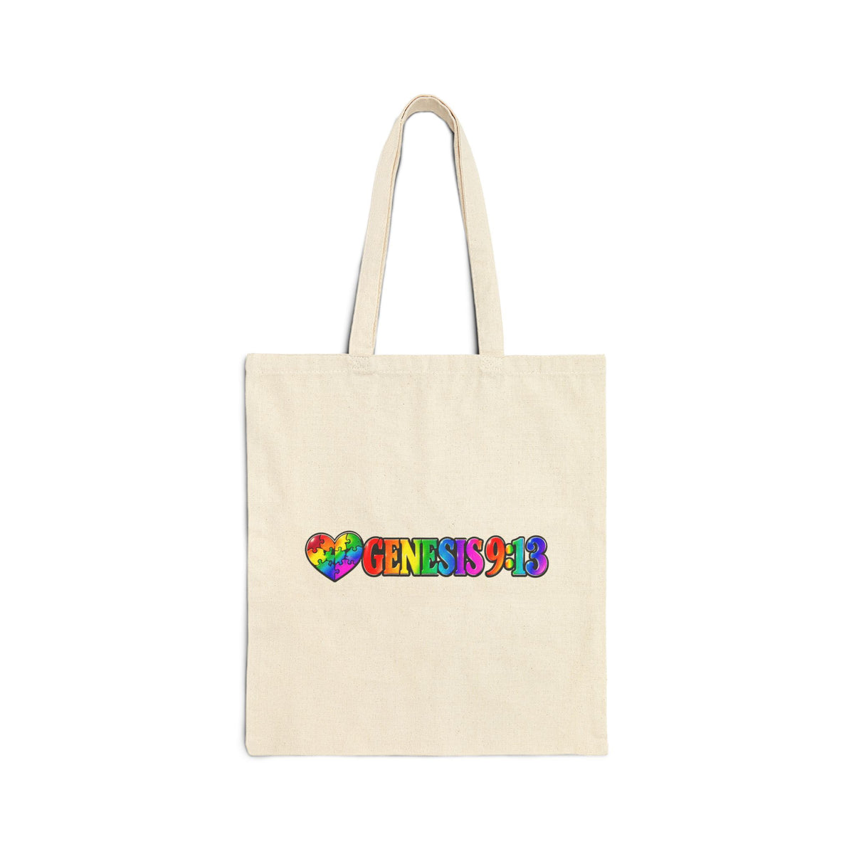 Tote Bag — Rainbow Heart "Genesis 9:13 Canvas Tote (Pride Faith Gift)