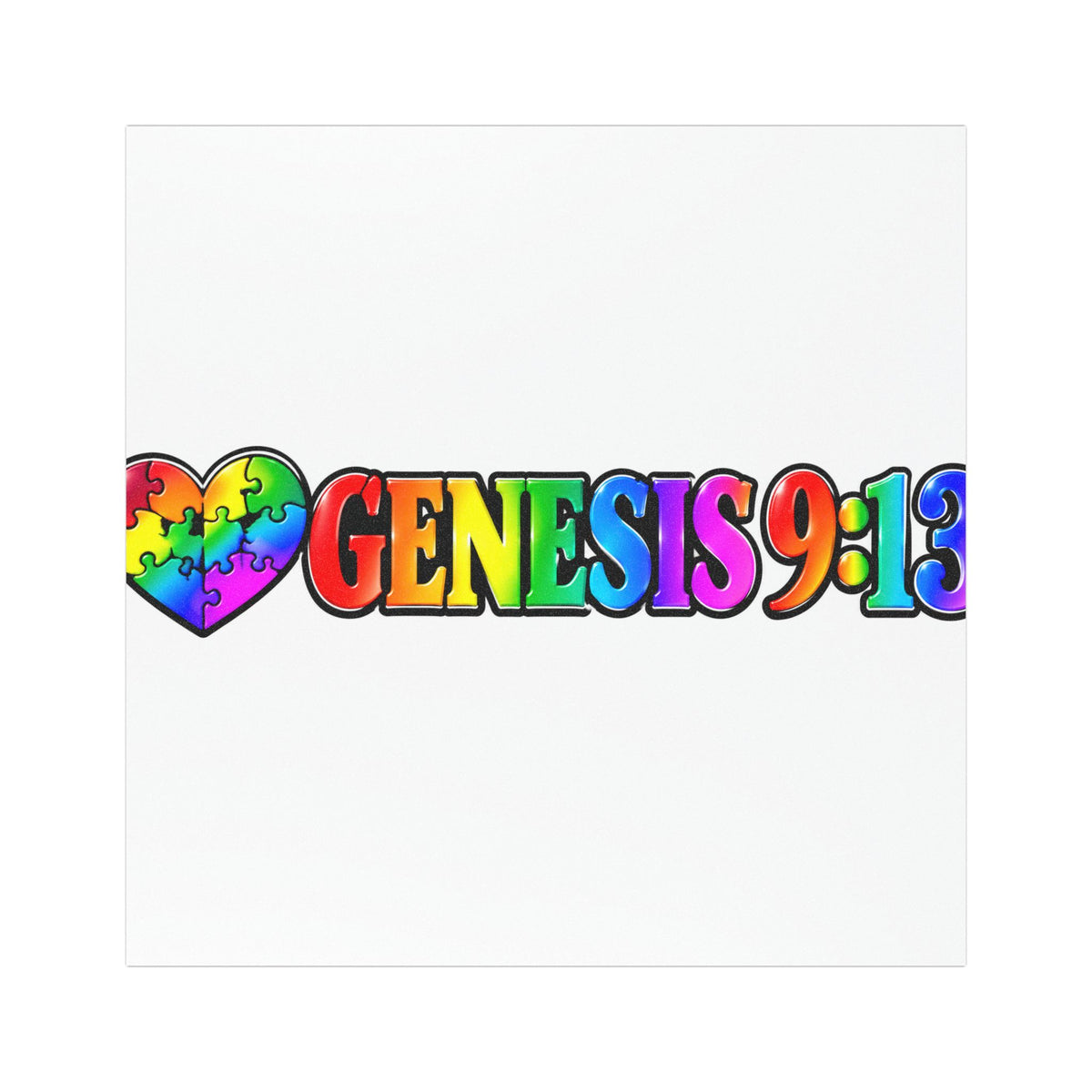 Genesis 9:13 Rainbow Puzzle Heart Car Magnet — Christian Faith & Autism Awareness