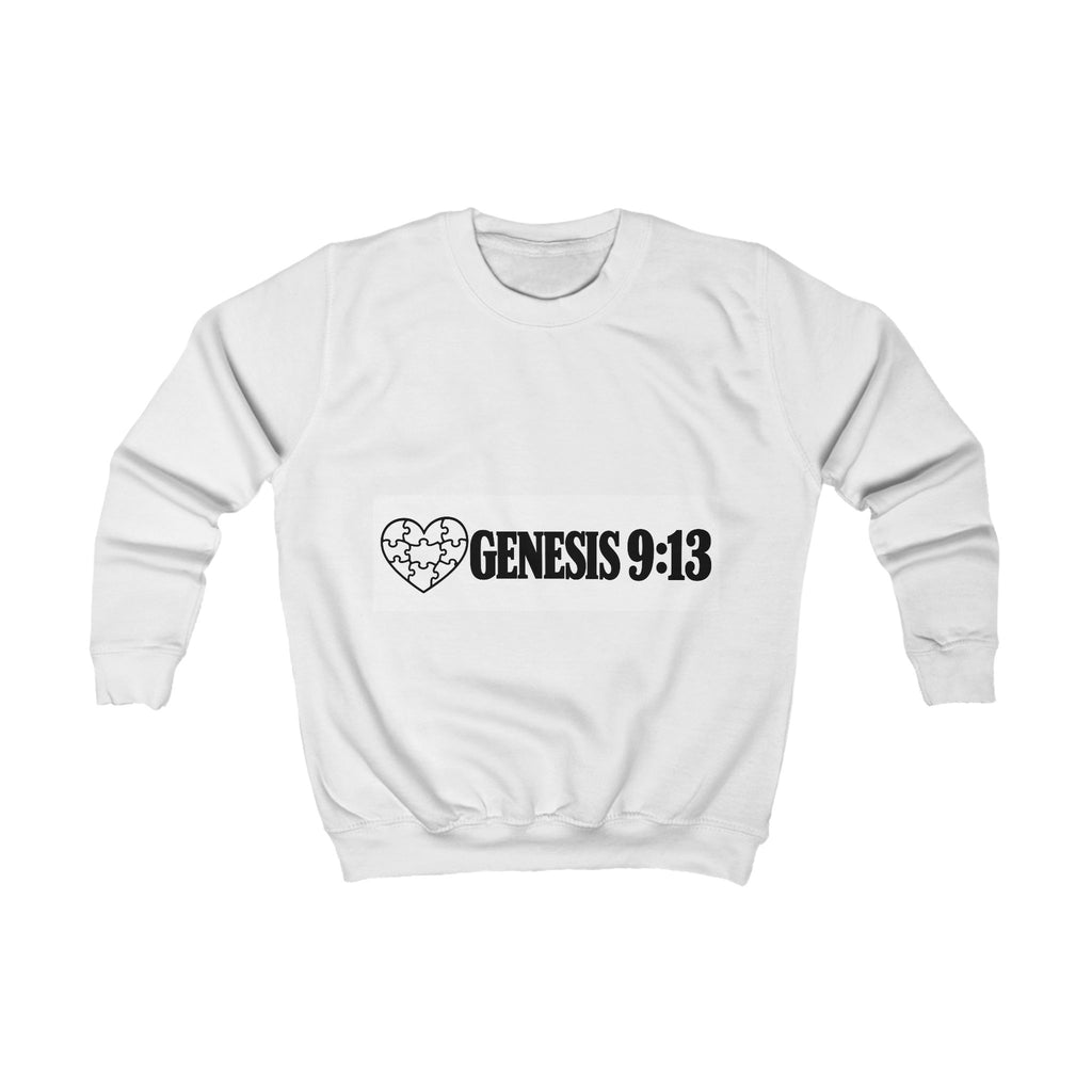 Kids Sweatshirt - 'Genesis 9:13' Heart Puzzle Faith Crewneck